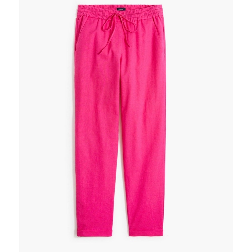 J.Crew Seaside Pant Hot Pink Linen Cotton Blend Drawstring‎ AW839 Womens 4